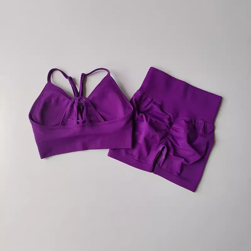 2 Pcs Yoga Sets Women High Waist