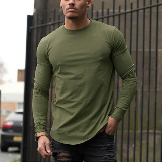 Plain Cotton Breathable Long Sleeve Gym Clothing