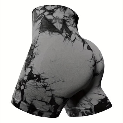 Tie Dye Yoga Shorts Marble Gym Shorts
