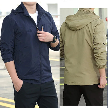 Outdoor Hooded Waterproof Tactical Windbreaker for Men