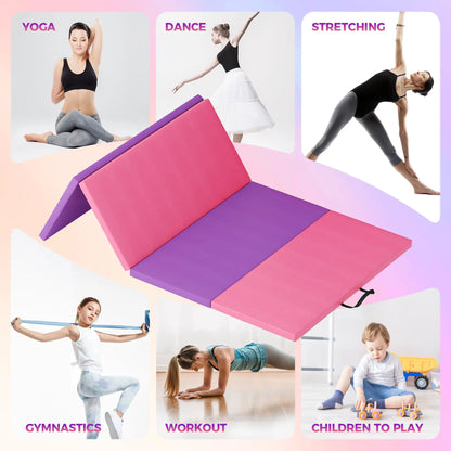 Folding Gymnastics, Exercise, Tumbling, Portable, Thick Mats
