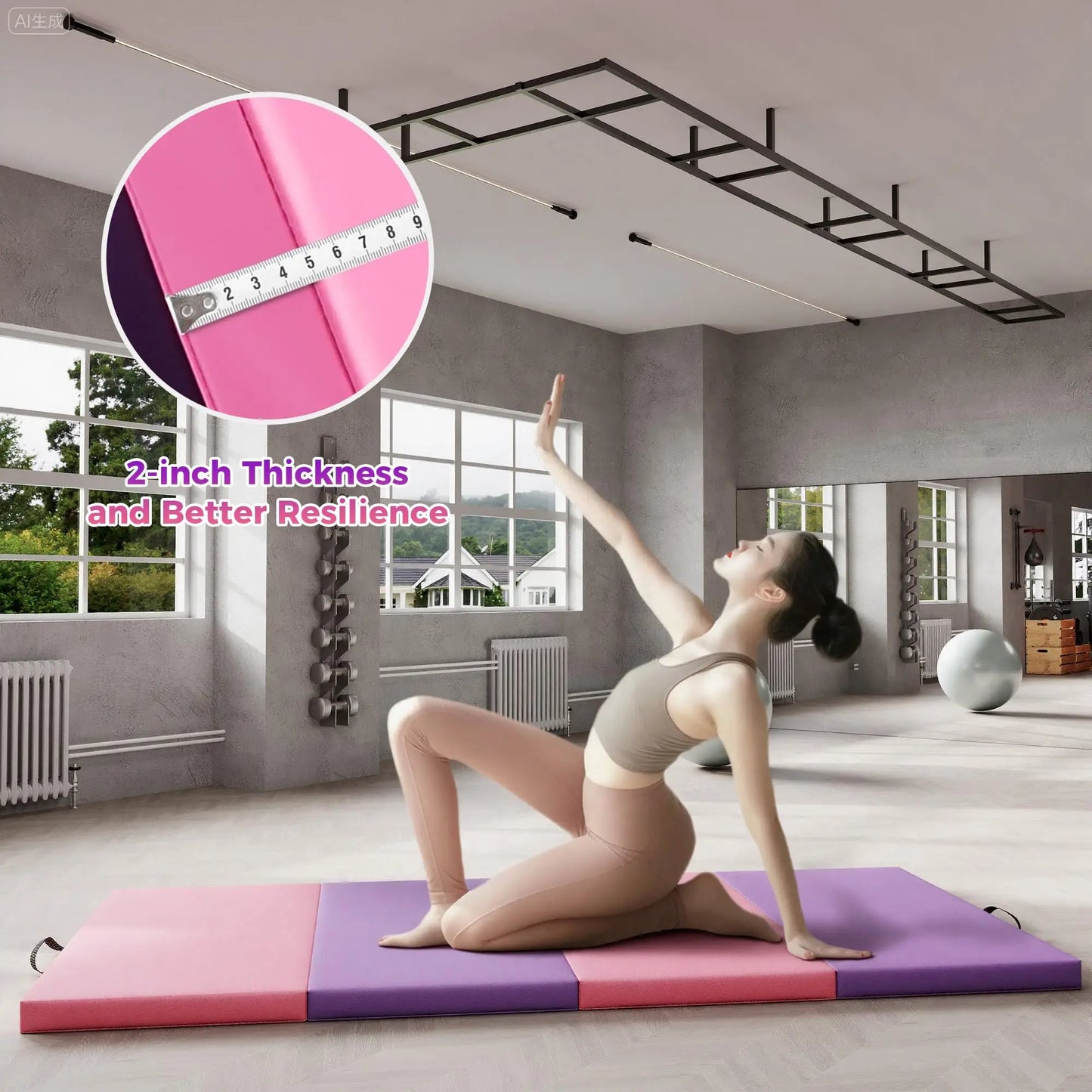 Folding Gymnastics, Exercise, Tumbling, Portable, Thick Mats