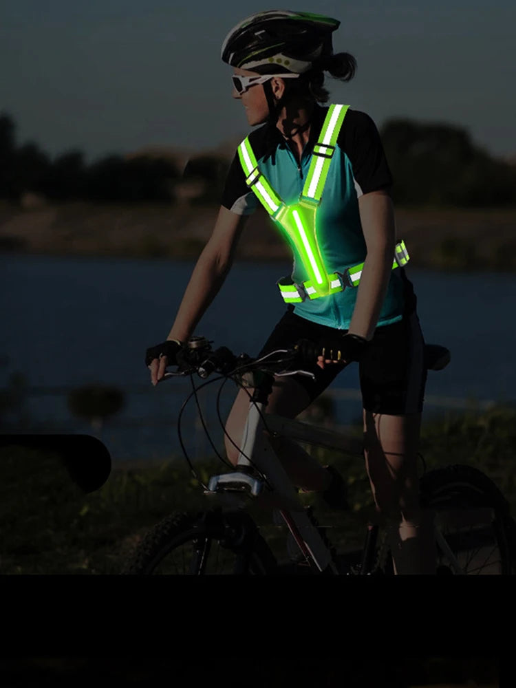 LED Security Reflective Running Vest USB Rechargeable