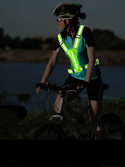 LED Security Reflective Running Vest USB Rechargeable