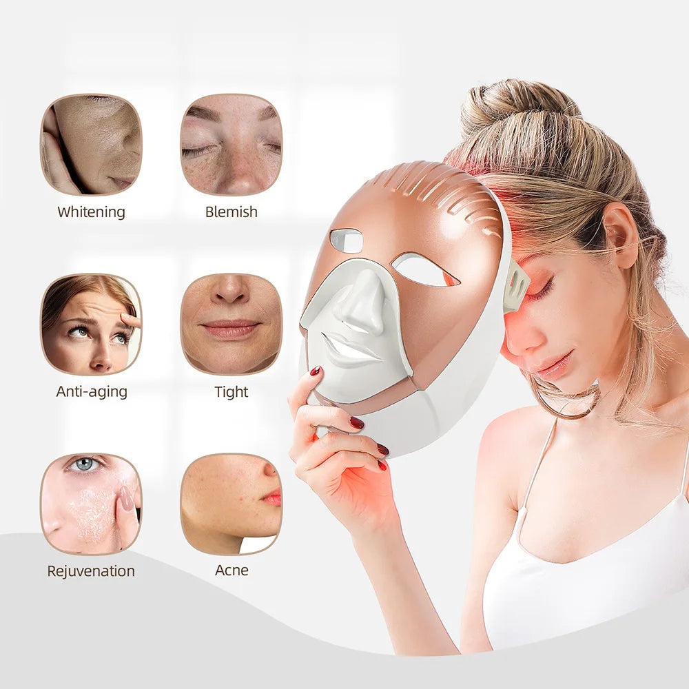 Wireless 7 Colors LED Face Neck Mask