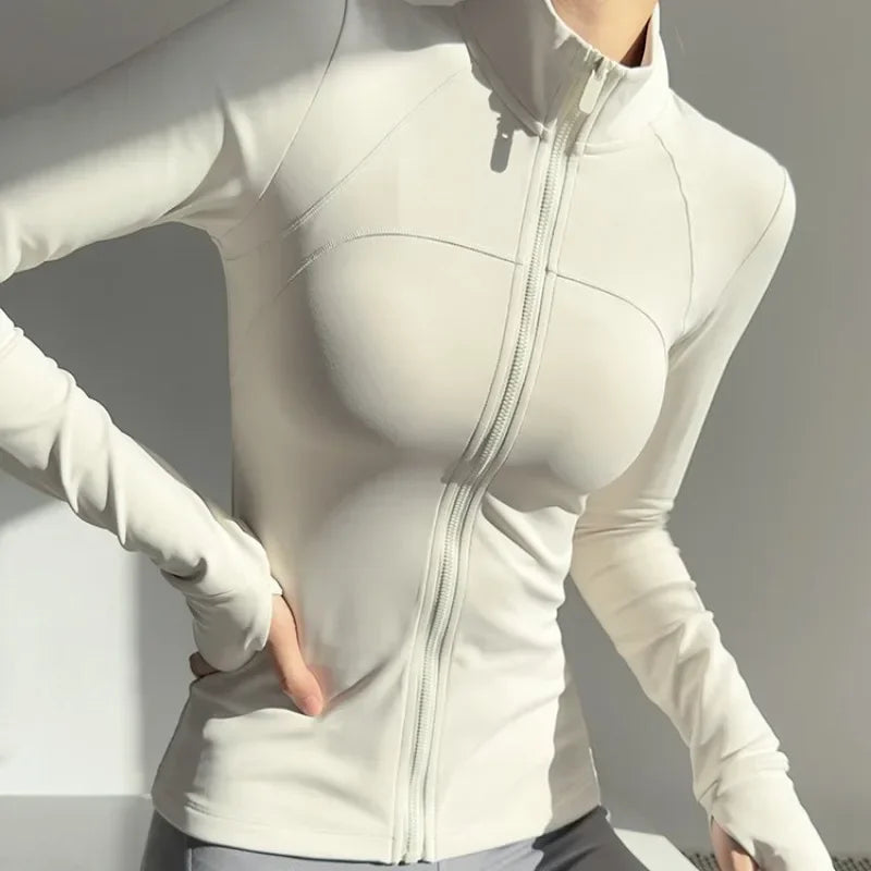 Women Zip Fitness Clothes Long Sleeve Jacket