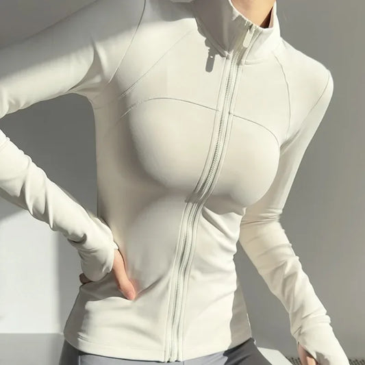 Women Zip Fitness Clothes Long Sleeve Jacket