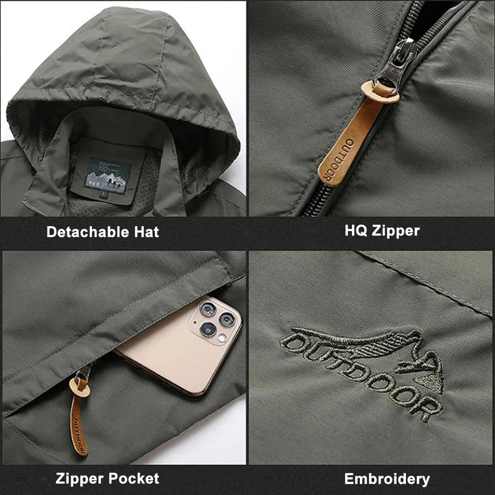 Outdoor Hooded Waterproof Tactical Windbreaker for Men