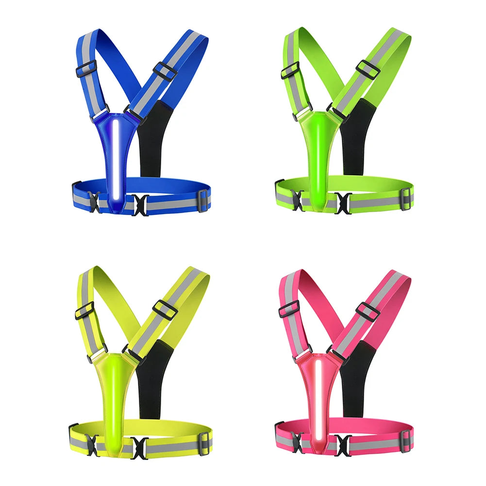LED Security Reflective Running Vest USB Rechargeable