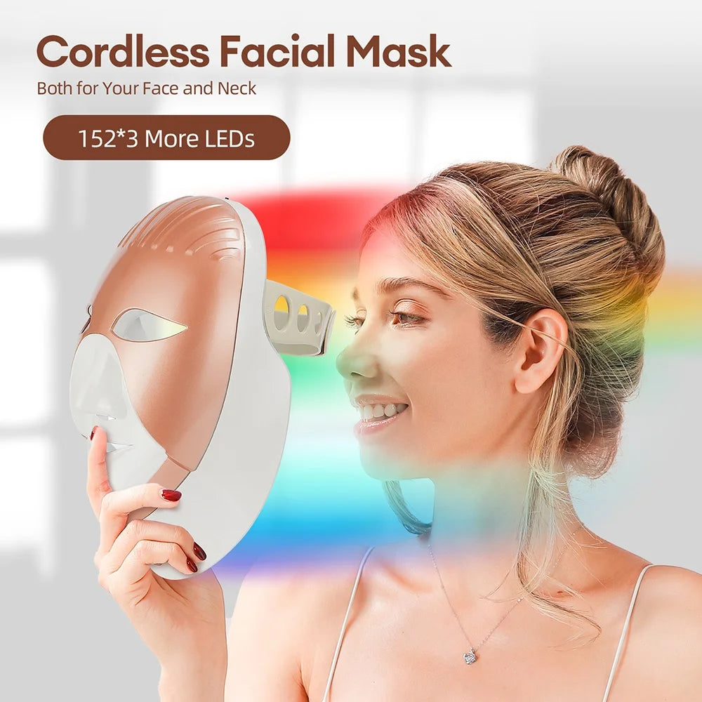 Wireless 7 Colors LED Face Neck Mask