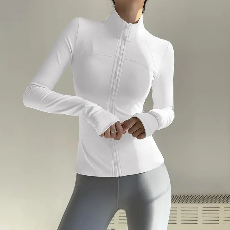 Women Zip Fitness Clothes Long Sleeve Jacket