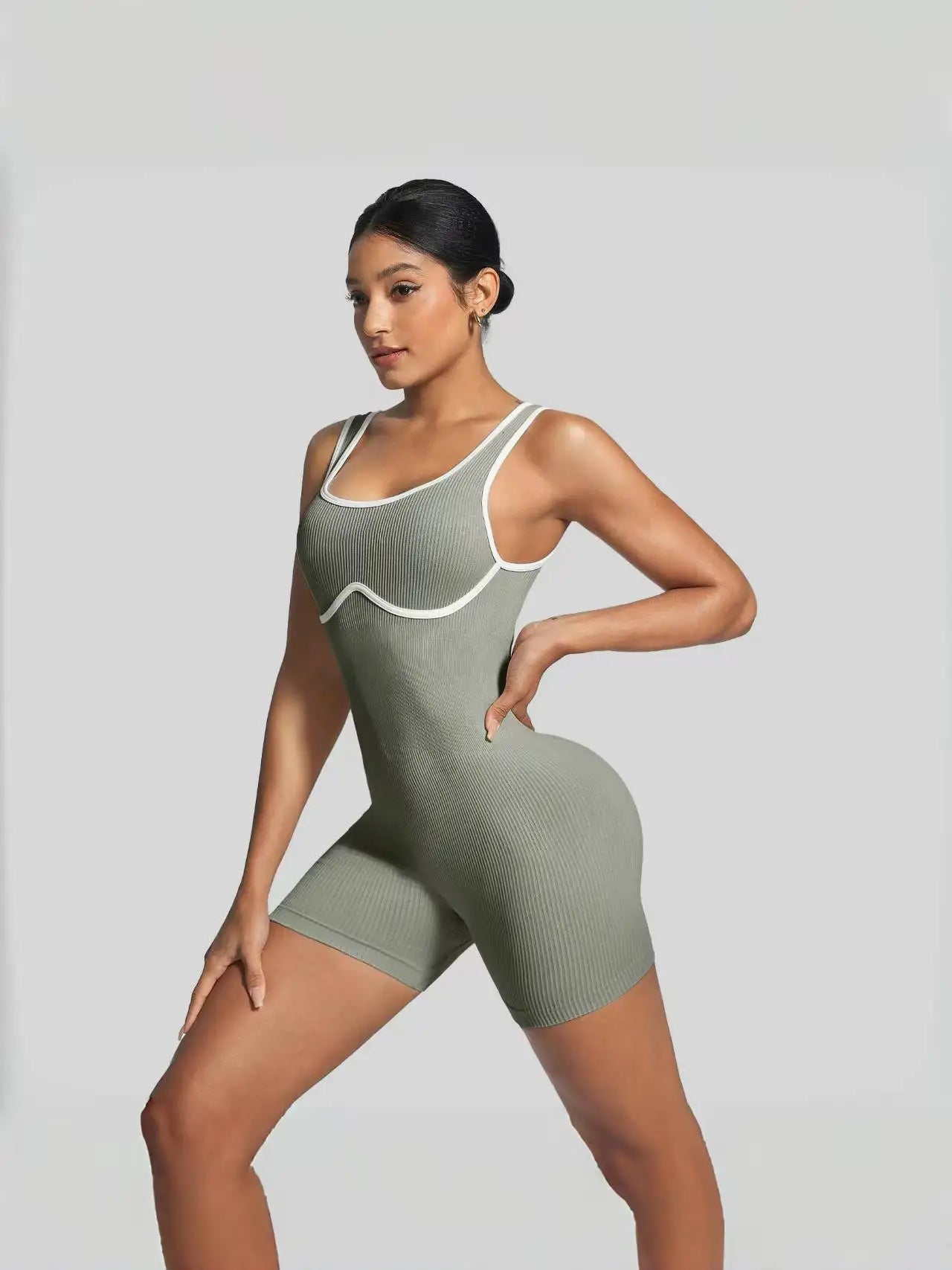 Women's Shockproof Color Block Yoga Bodysuit Seamless