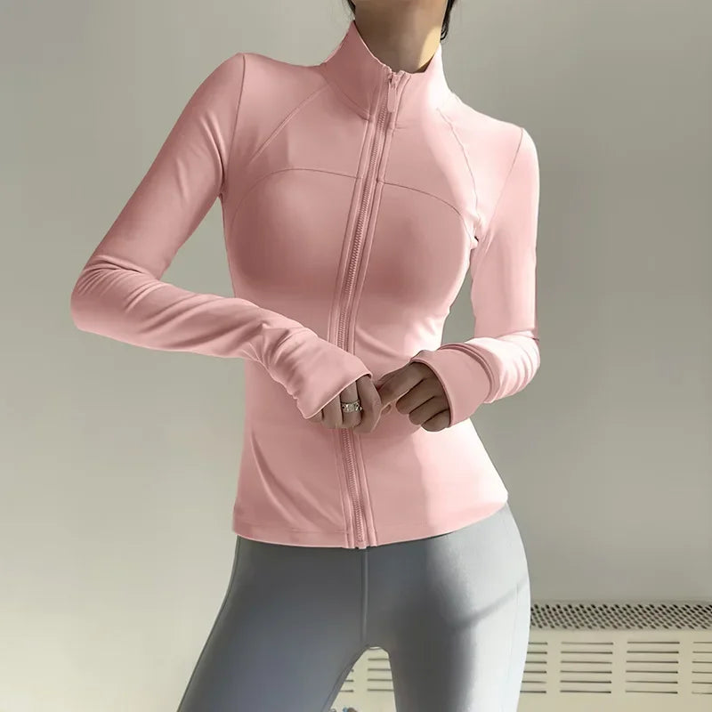 Women Zip Fitness Clothes Long Sleeve Jacket